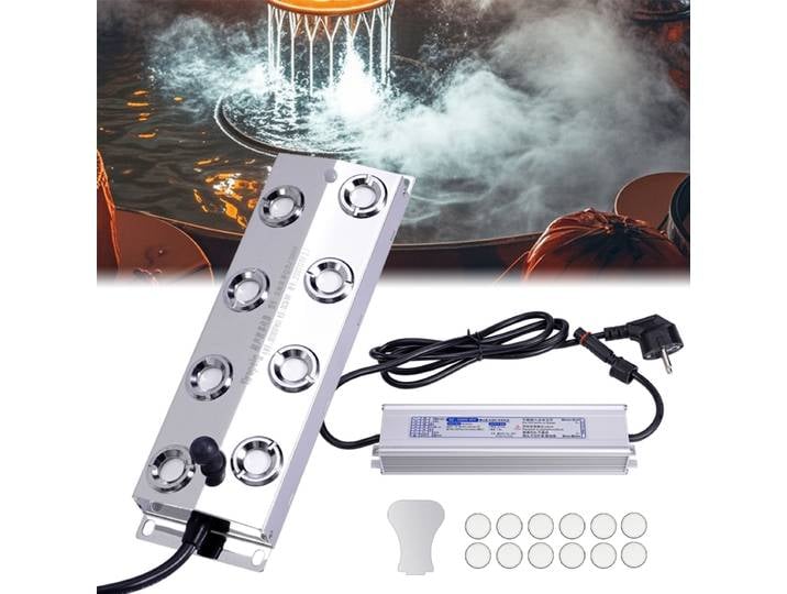 Atomiseur ultrasonique 8 têtes DC 45V, humidificateur d'air, brumisateur, fontaine, atomiseur pour étang, serre, hydroponie