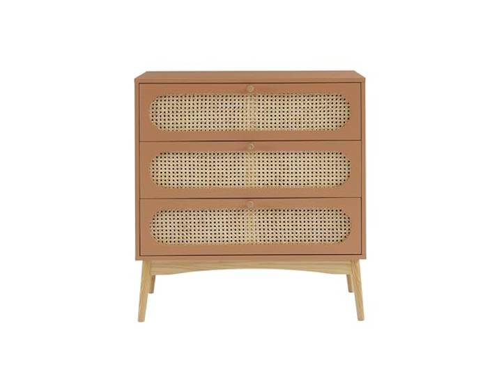 BAÏTA SIXTINE Kommode Terracotta mit Rattangeflecht, 3 Schubladen, Terrakotta