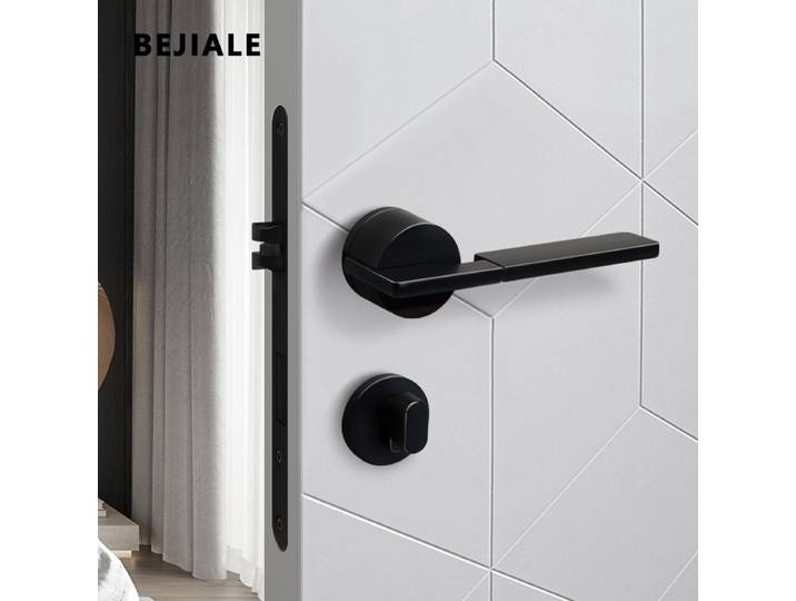 Serrure de porte américaine intérieure silencieuse, poignée de porte de chambre à coucher, en alliage de Zinc massif, serrure fendue noire, serrure de porte nordique en bois