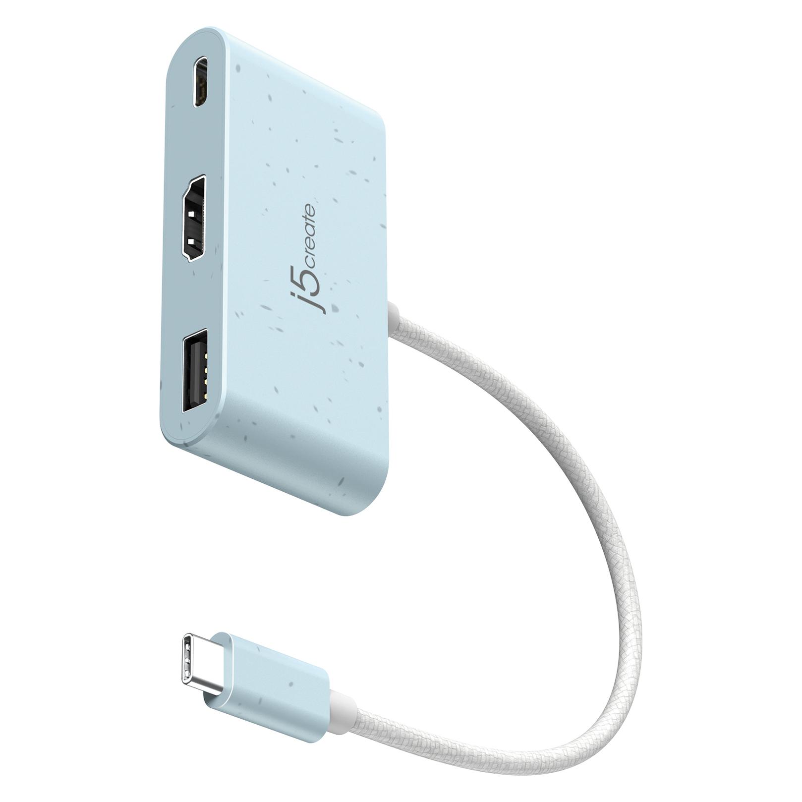 j5Create JCA379EC-N Umweltfreundlicher USB-C-zu-HDMI- & USB-Anschluss Typ A mit Power Delivery (USB-C, 3 Ports) (JCA379EC-N)