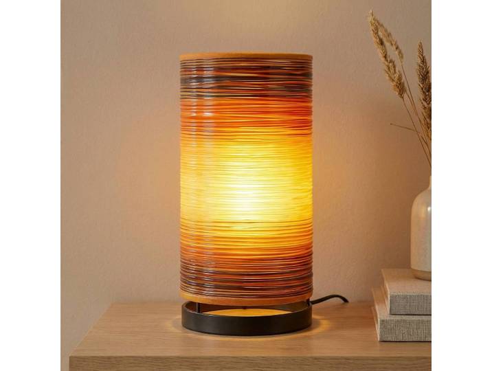 Woru Tischlampe Julie, gelb / orange, für Wohn- / Esszimmer, Textil / Stoff / Seide, Design, Tischlampe
