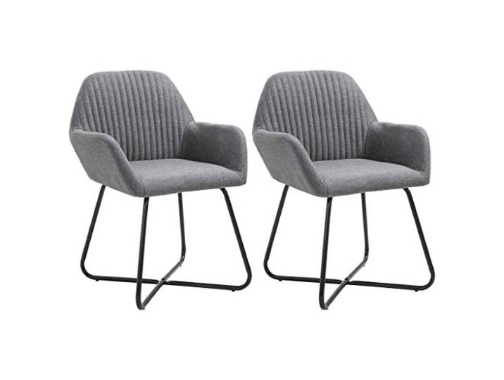 HEFZGDB Esszimmerstühle 2 STK. Dunkelgrau Stoff, Modernes 2er Set mit Armlehnen für Wohnzimmer und Essbereich, Ergonomische Sitzmöbel mit Stahlgestell und Polsterung für optimalen
