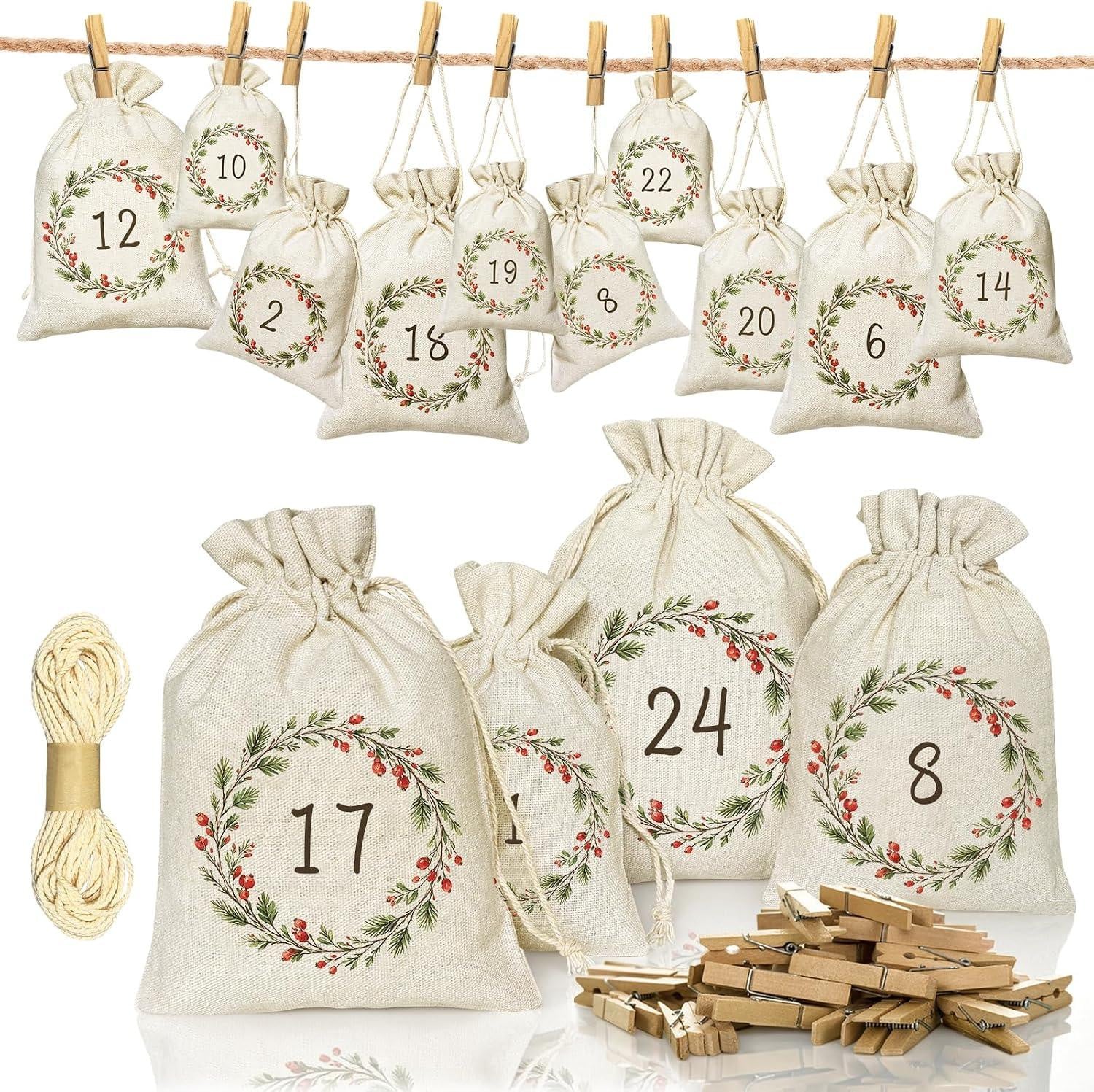 oCreon Adventskalender om te vullen voor volwassenen - 24 stuks - Kerstdecoratie om op te hangen