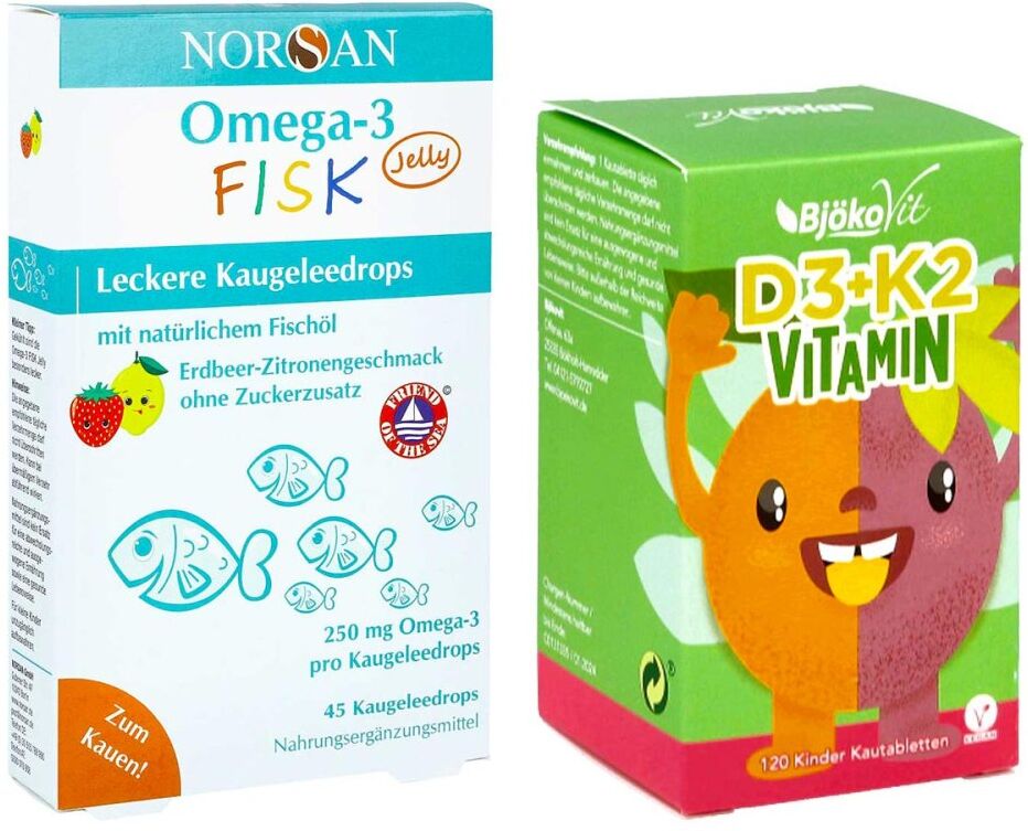 Norsan Omega-3 Fisk Jelly + BjökoVit Vitamin D3+K2 für Kinder 1Pck