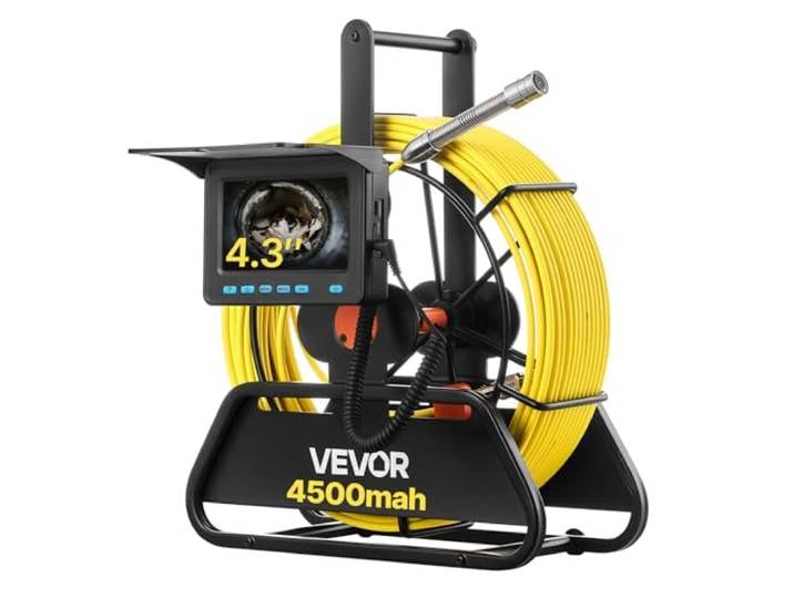 VEVOR Caméra Inspection Canalisation 30 m Caméra Endoscopique Écran 11 cm Endoscope Canalisation pour Conduits Égouts Plomberie\, Étanche IP68 6 LED Éclairage Réglable Batterie 4500 mAh Carte SD 16 Go