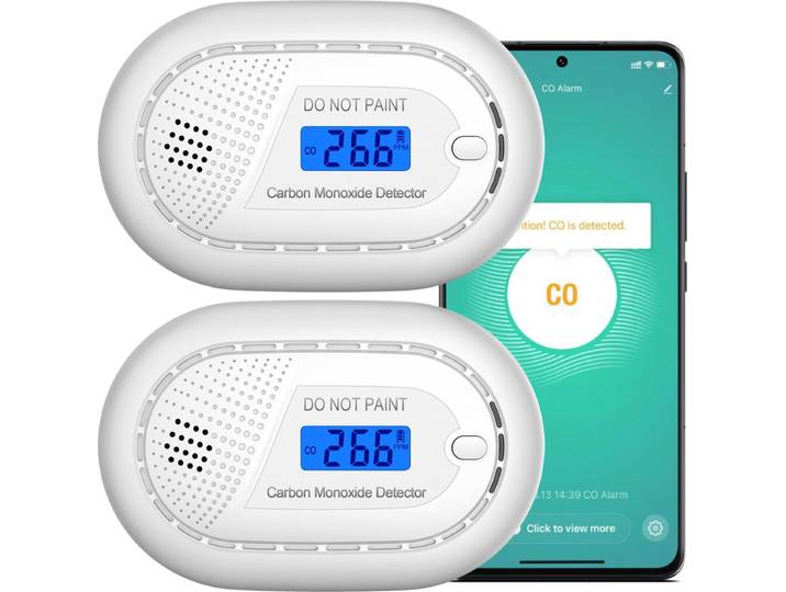Aroha Smart Connect Koolmonoxidemelder - 10 jaar batterij - Slimme CO melder met app Tuya & SmartLife - Multipack 2 set