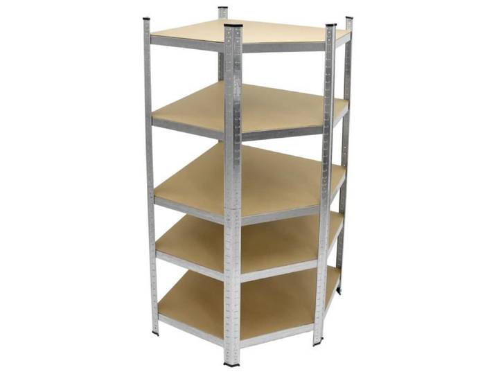 ECD Germany Etagère d'Angle Robuste - 180x70x40 cm - Chargeable jusqu'à 750kg - Cadre en Métal Galvanisé - 5 Panneaux MDF