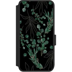 Nivocase Klapphülle für Samsung Galaxy S25 Handyhülle aus Kunst Leder NIVOflip schwarz Blätter Natur (Samsung Galaxy S25), Smartphone Hülle, Schwarz