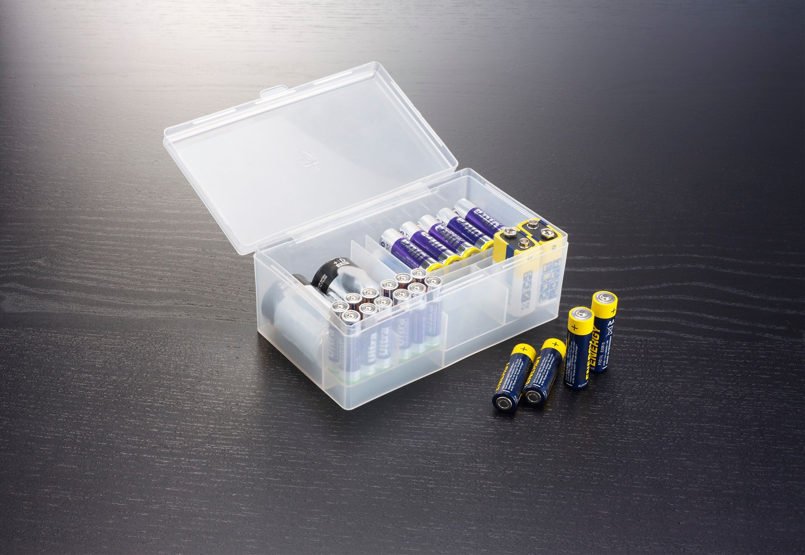 Batteriebox RUCO, weiß (weiß, transparent), B:16cm H:7cm T:12,5cm, Polypropylen (PP), Aufbewahrungsboxen, Batteriebox, Polypropylen