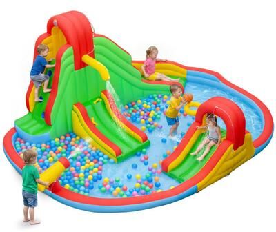 Costway Kids Inflatable Water Park with Splash Pool and 3 Water Slides (Blower Not Included)