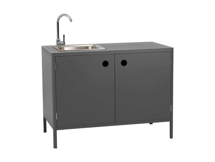 Brafab Meuble bas d’extérieur Kelia avec évier Anthracite, 121x90x64 cm
