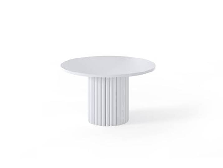 Margaret Hadas24 Sabina Couchtisch 67 x 42 cm Runder Wohnzimmertisch mit geriffeltem Standfuß Beistelltisch Sofatisch, weiß