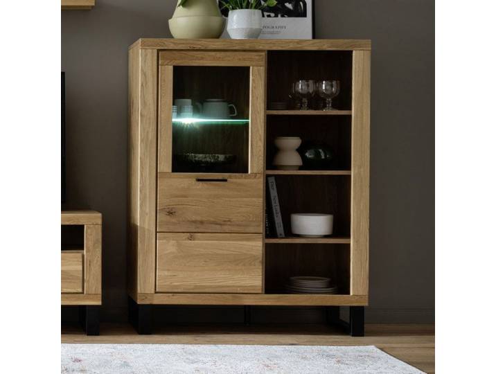 Vitrine 1 Porte bois 4 niches en chêne - GROMPO