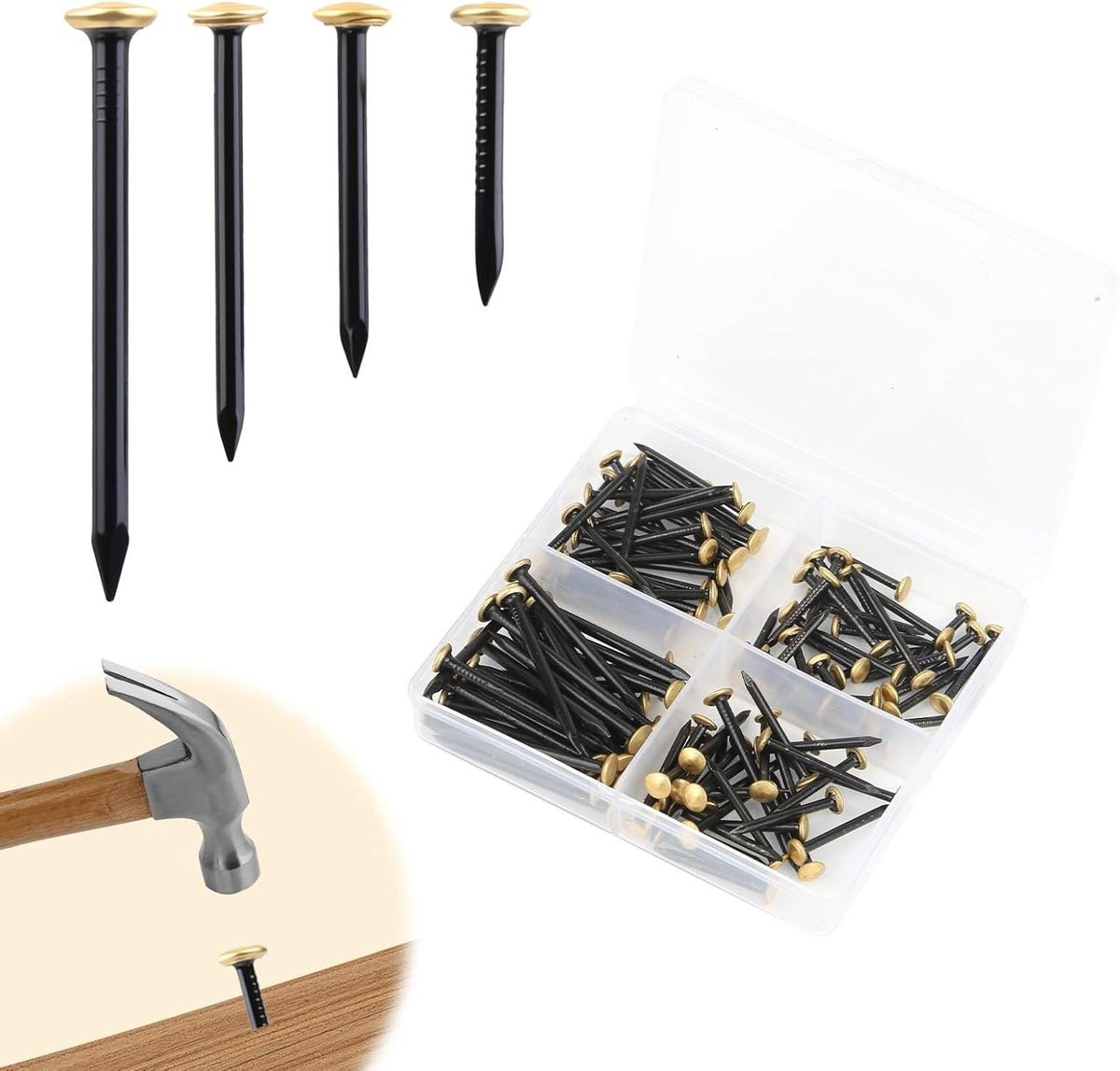 Fotospijkers Set Wandnagels Goudkleurig - 120 Stuks
