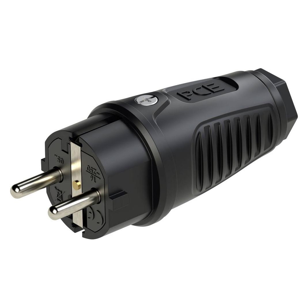 PCE Stecker Schutzkontaktstecker Vollgummi IP44 0512-ss (0512-ss)