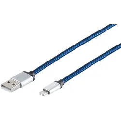 8-Pin Ladekabel USB-A-Stecker > 8-Pin Stecker Nylon blau 0,3m