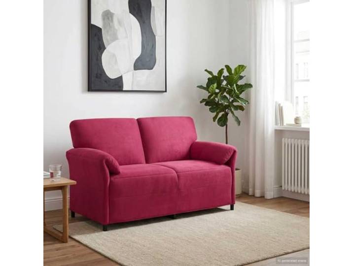 ZQQLVOO 2-Sitzer Sofa Weinrot 158 cm Samt Metallrahmen, Schaumpolster, Geschwungene Armlehnen, Pflegeleicht, Modernes Design