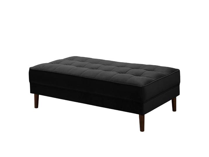 Hockerbank 124 x 43 x 69cm Schwarz/Schwarz Samt Vaia: Schwarz