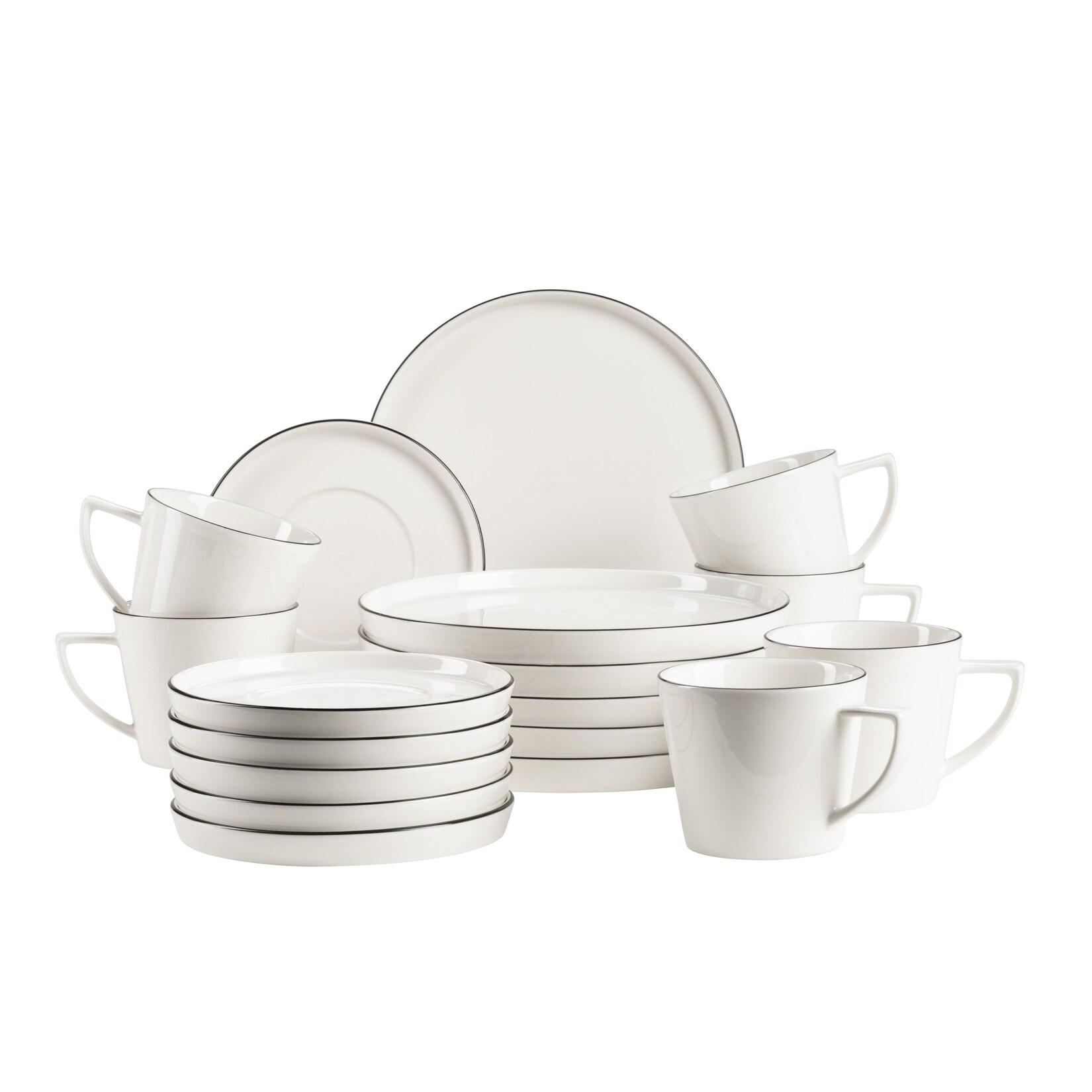 Mäser Kaffeeservice, Porzellan Sita Weiß / Schwarz