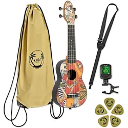 Ortega K2-EM Keiki Sopran Ukulele Pack "El Muerto"