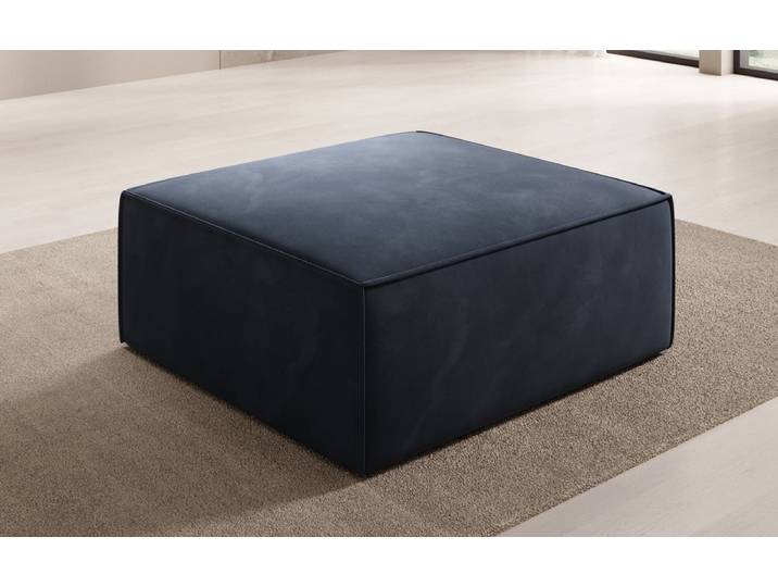 Beistellhocker Lesley in Samt - Blau - Samt - Luxusbetten24