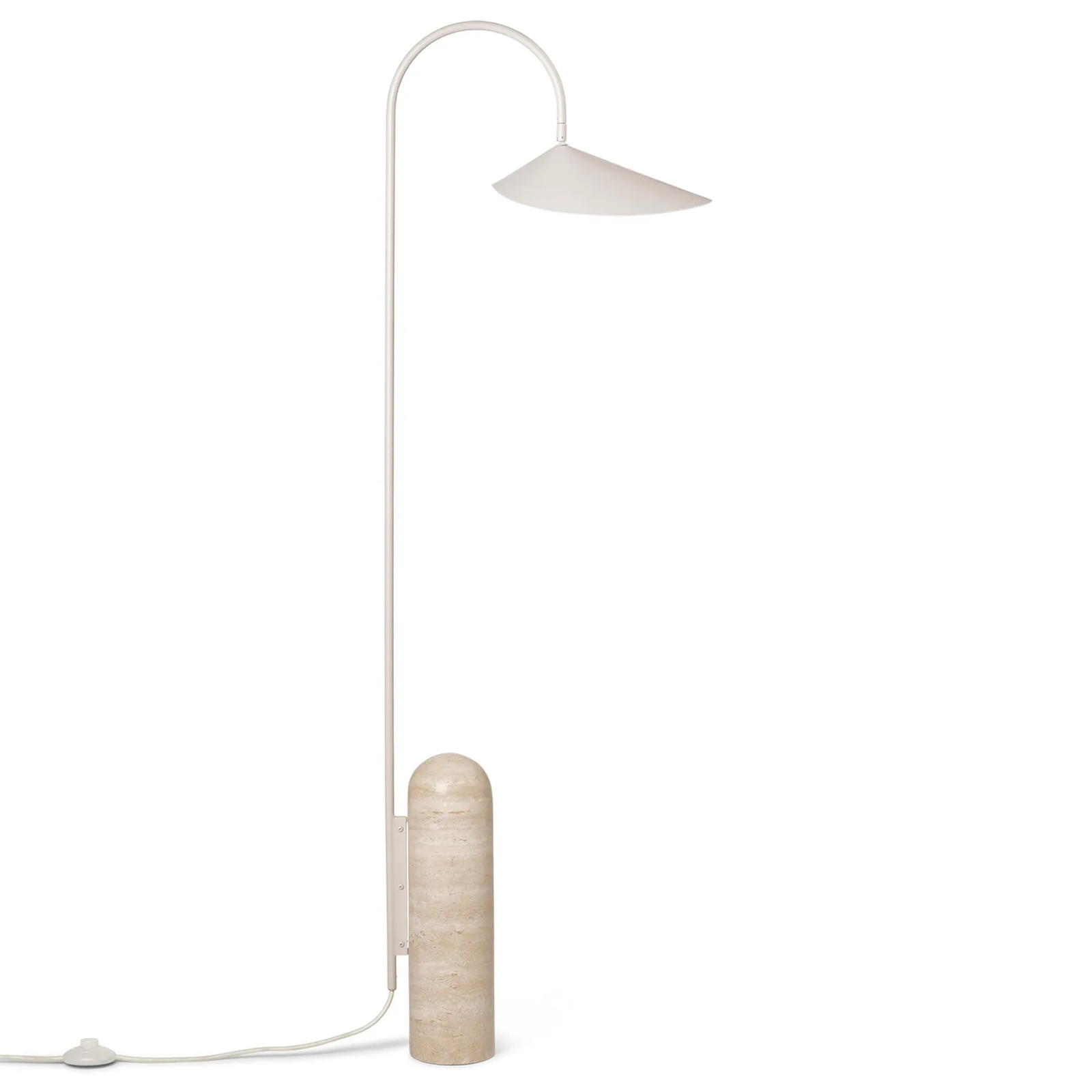 Ferm LIVING Arum vloerlamp, beige, metaal en marmer, Hoogte: 136 cm