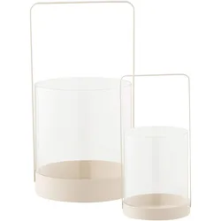Windlichtset Hurricane Candle Holder Beige, 2er Set