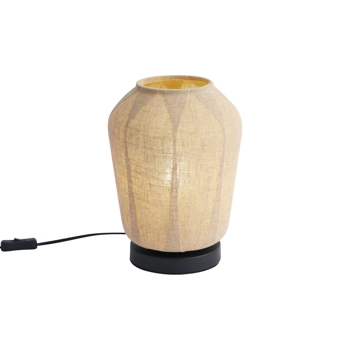 Qazqa Japandi tafellamp zwart met beige linnen kap - 21.5 cm
