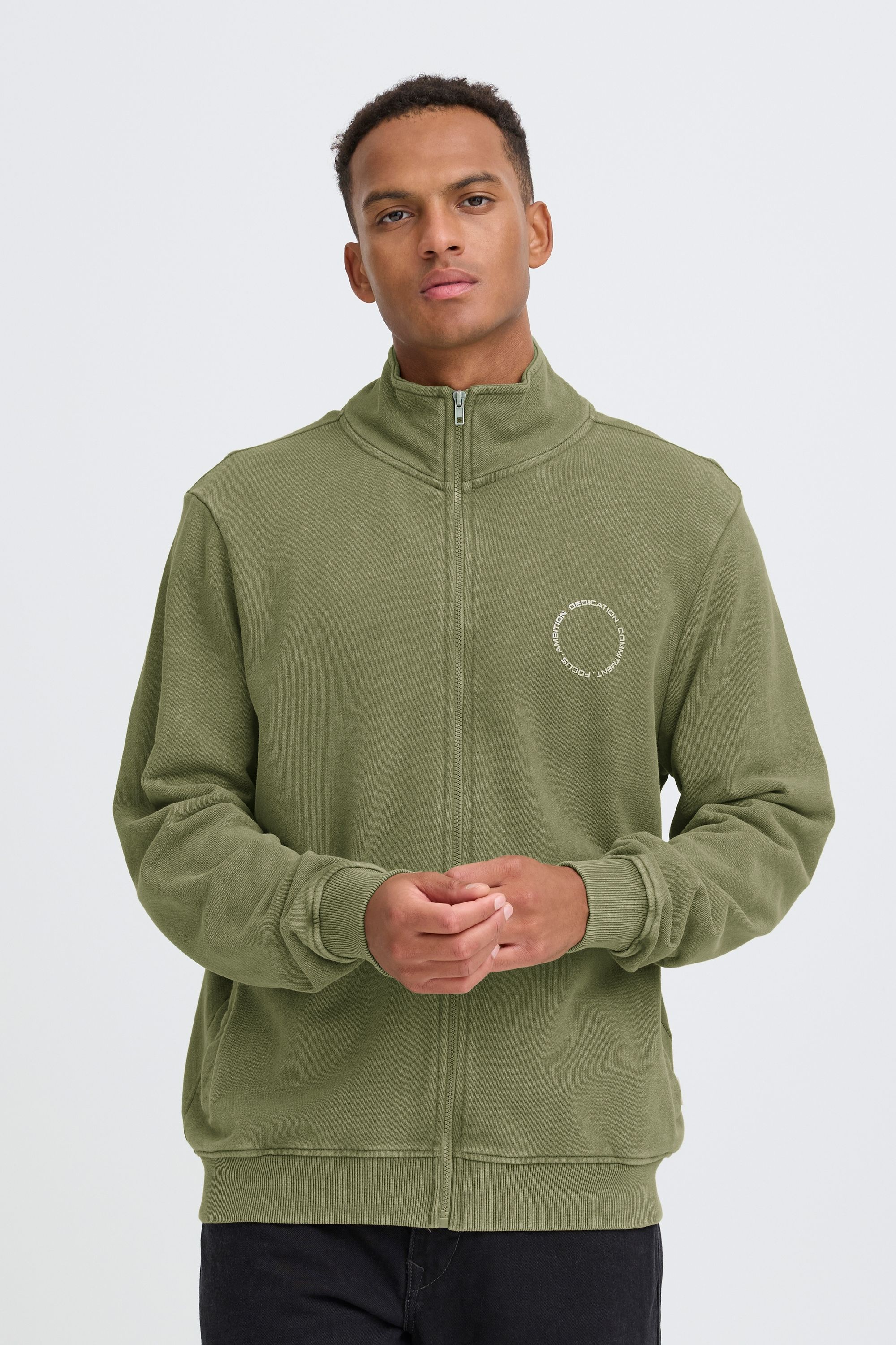 Sweatjacke BLEND "Sweatjacke BHFactor", Herren, Gr. S, grün (winter moss), Obermaterial: 100% Baumwolle CO., Sweatjacken Sweatjacke