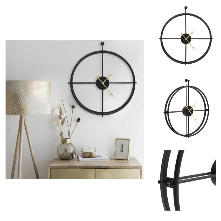 vidaXL Analoge Wandklok zwart, 52 cm, ijzer