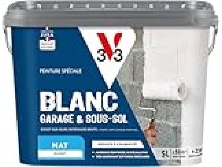 V33 Peinture blanche mat, BLANC GARAGE & SOUS-SOL, 5L