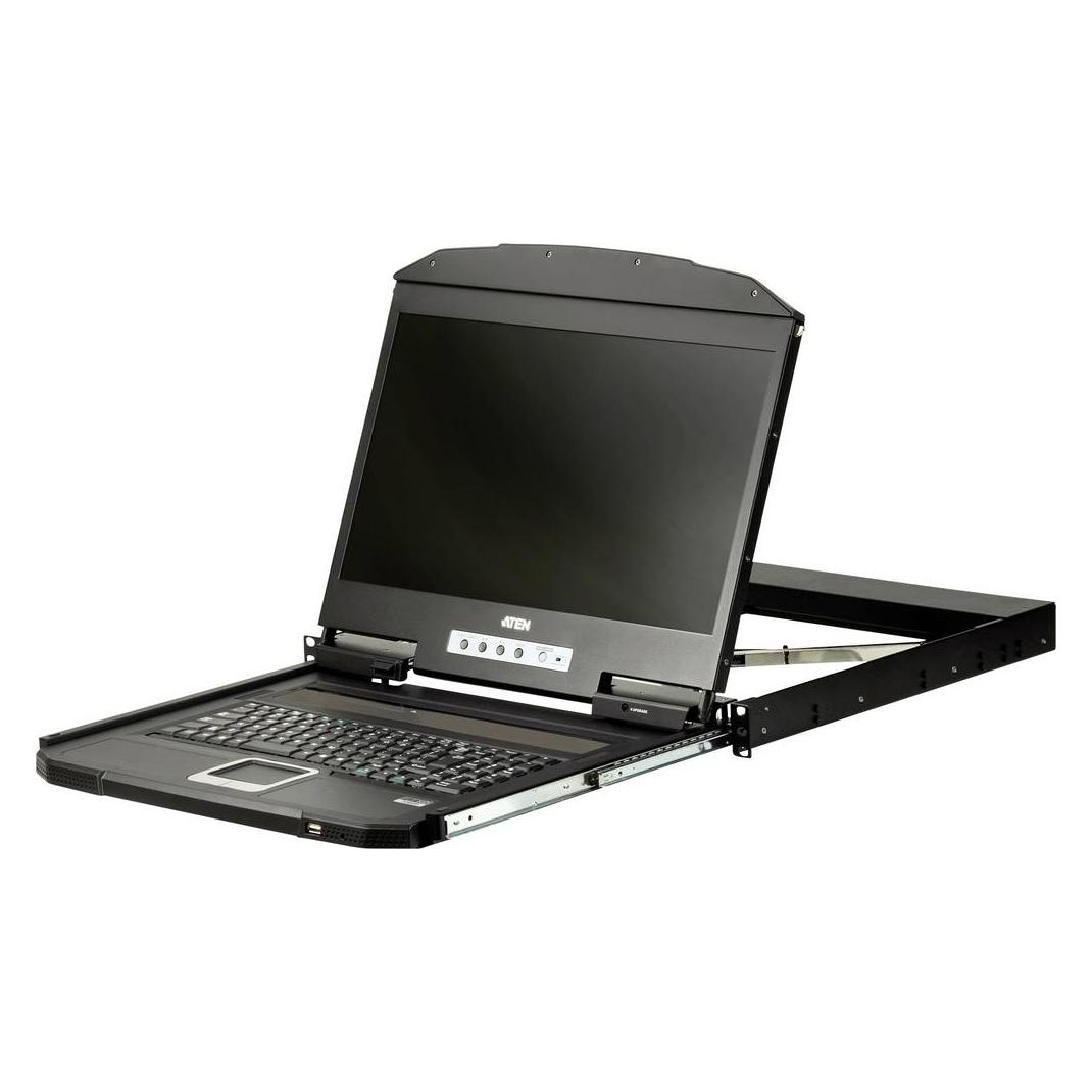 Aten CL3700NW UK Kurze Tiefe Single Rail 18,5"-LCD Konsole (USB HDMI), UK-Layout (CL3700NW GB)