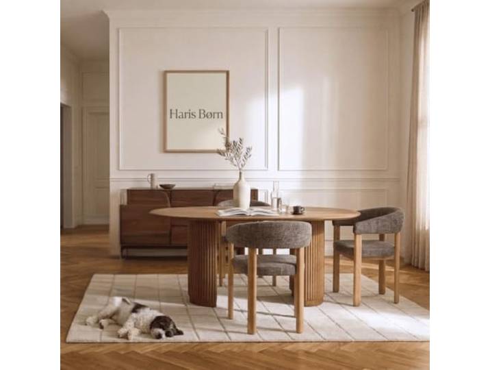 Haris Børn® Esszimmerstühle (2er Set) Braun mit Armlehne - Polsterstuhl aus Eiche - Stühle Esszimmer, Esstisch Stühle, Essstühle & Küchenstühle - Esszimmerstuhl 30 Tage testen