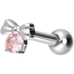 Titan Ohrpiercing mit Innengewinde SCHLEIFE + KRISTALL