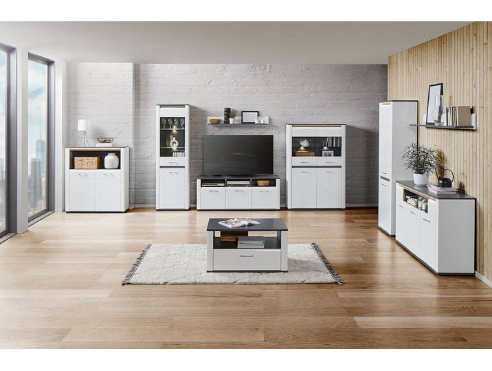 Vitrine sur pied éclairée 62 x 200 x 38cm Blanc