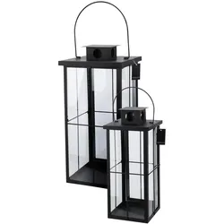 Mojawo, Laterne, 2tlg Metall XXL Laternen Set Schwarz Gartenlaterne Windlicht H58/45cm