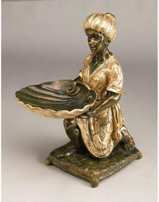 Orchard Creek Designs Sternberg Resin Man Holding Shell Tray, Bronze