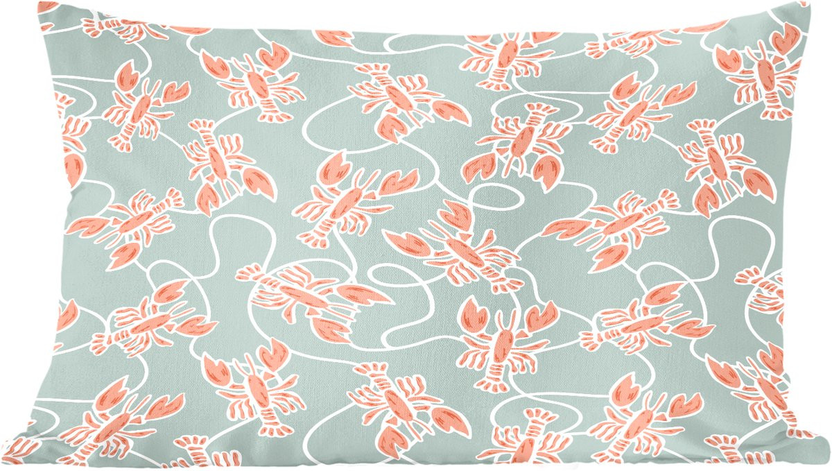 Sierkussen Zee Kreeft Groen en Oranje - 60 x 40 cm