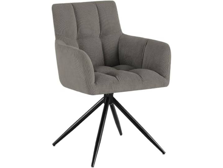 CLP Esszimmerstuhl drehbar gepolstert Jonah, Sessel Cord 180° schwenkbar mit Armlehnen und Rückenlehne, bis 150 kg belastbar Farbe Taupe