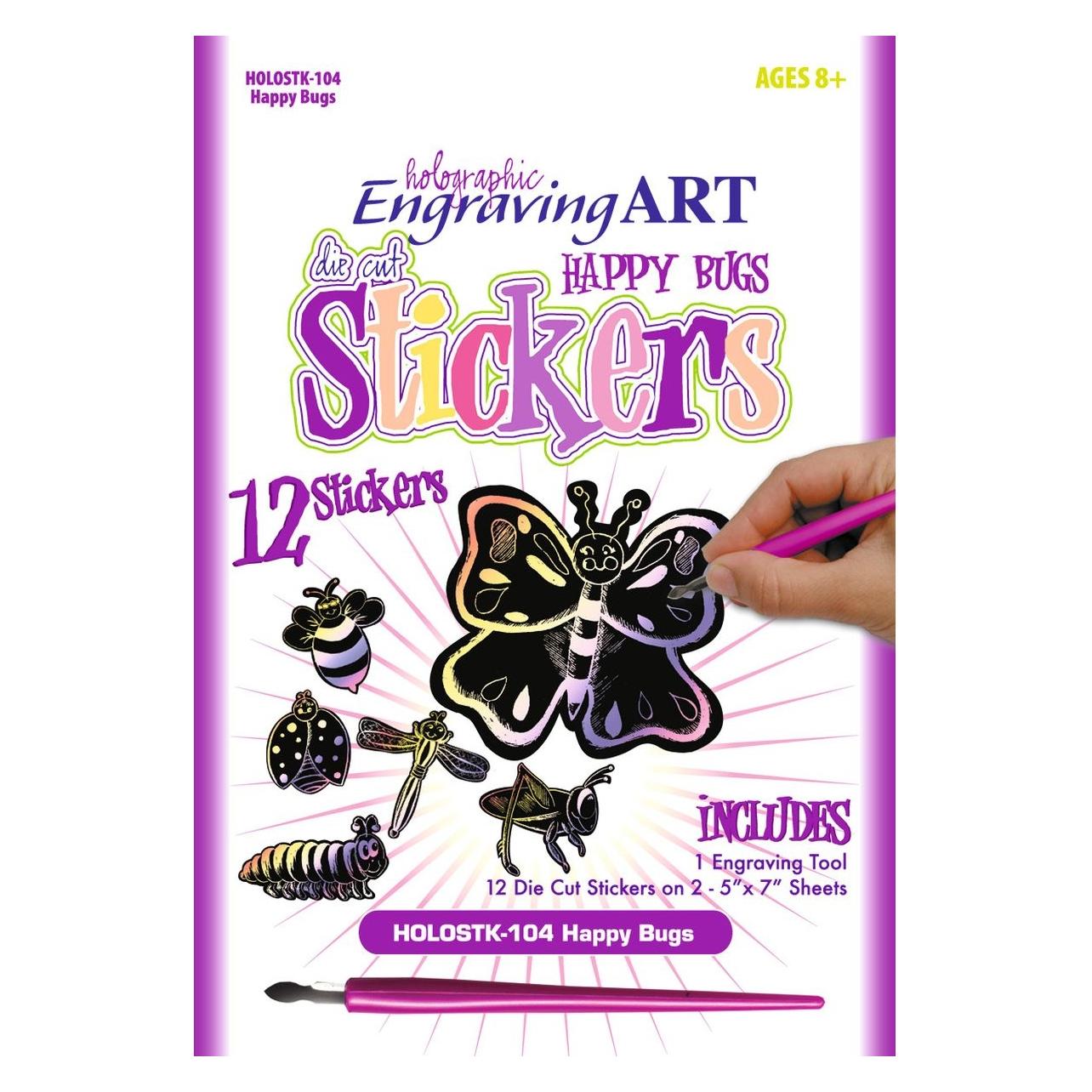 Pracht Kratzsticker Happy Bugs Hologramm 14x20,3cm 12 Stück (12 Sticker) (71996084)