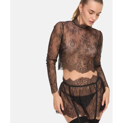 Pyjama HUNKEMÖLLER "Top Camille", Damen, Gr. XS, schwarz, 100% Polyamid, Homewear-Sets Pyjama