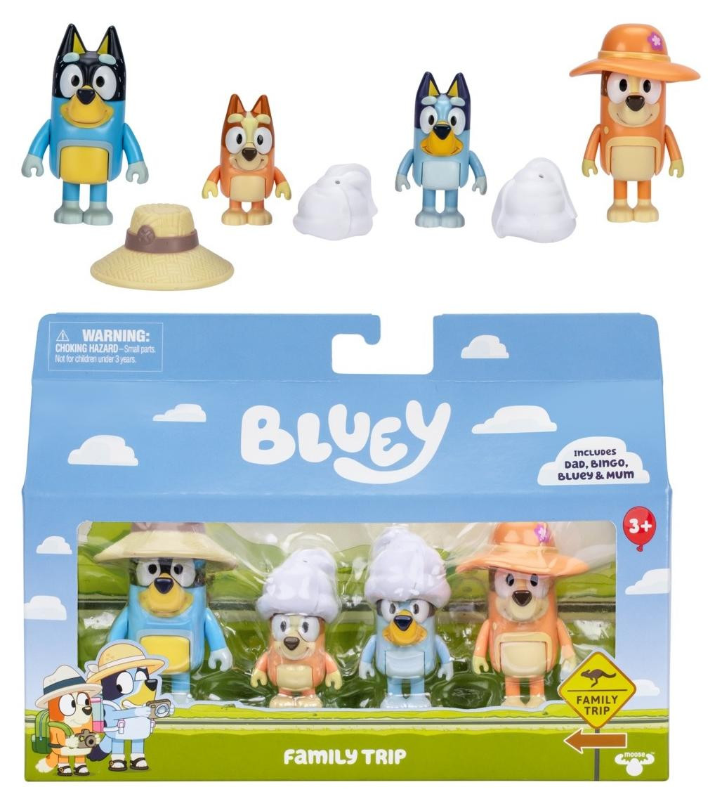 BLUEY Sada met 4 figuurtjes - Familieuitstapje