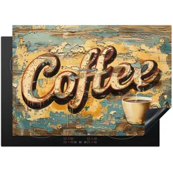 HERDABDECKPLATTE Kaffee - Vintage - Braun - Tasse Herdabdeckung Induktionsfeld 75x52 cm