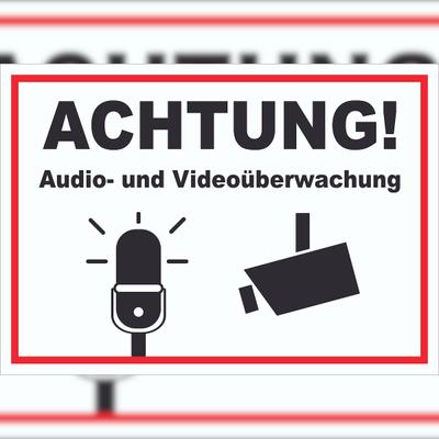 HB-Druck Achtung Audio- und Videoüberwachung Schild A0 Rückseite selbstklebend