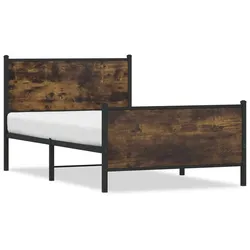 vidaXL Metallbett ohne Matratze Räuchereiche 100x190 cm
