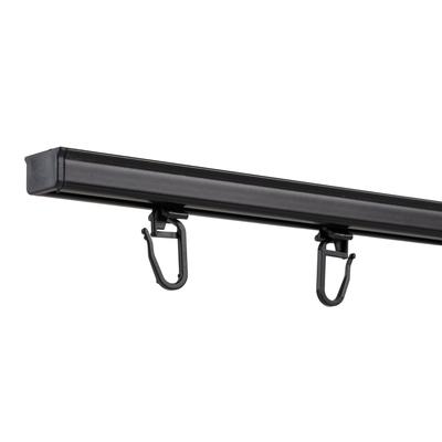 Gardinenschiene SN DECO GROUP "Objektschiene RS", schwarz, L:300cm T:1,87cm, Aluminium, Gardinenstangen, Gardinenschiene, vorgebohrt, Aluminium, Innenlauf, Vorhangschiene
