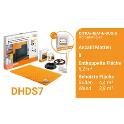 Schlüter Systems DITRA-HEAT-E-DUO-S Beheizung und Temperaturregler - Komplett-Set Wand und Boden entkoppelte Fläche 6,2 m2 / beheizte Fläche 4,4 m2