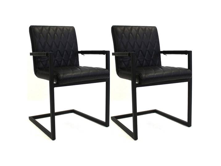 Mid.you Armlehnstuhl-Set, Schwarz, Metall, Kunststoff, Raute, U-Form, 54x86x57 cm, Esszimmer, Stühle, Esszimmerstühle, Esszimmerstühle-Set