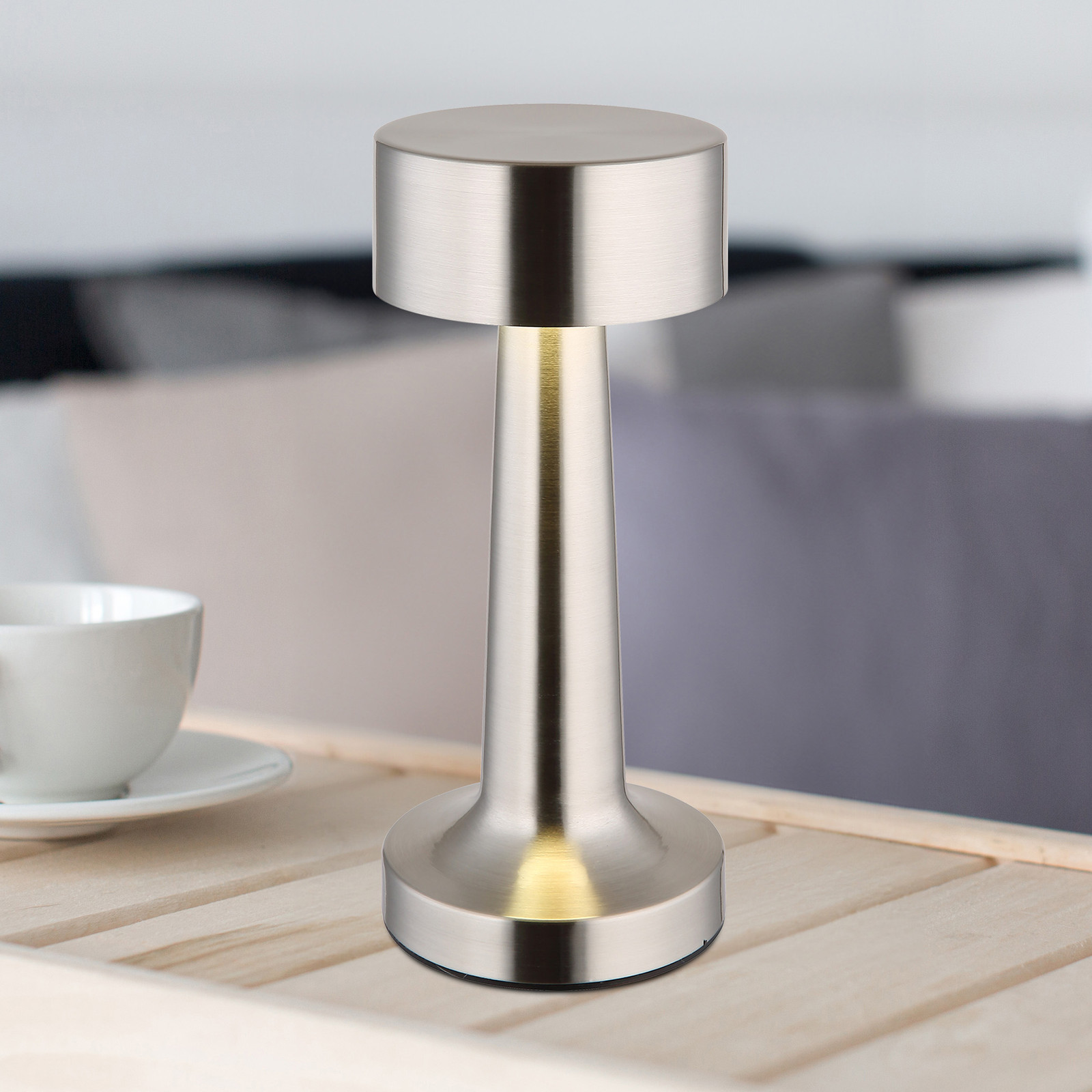 home24 Tafellamp Angelika type B wit/zilver met metaal en kunststof, Ø 9 cm