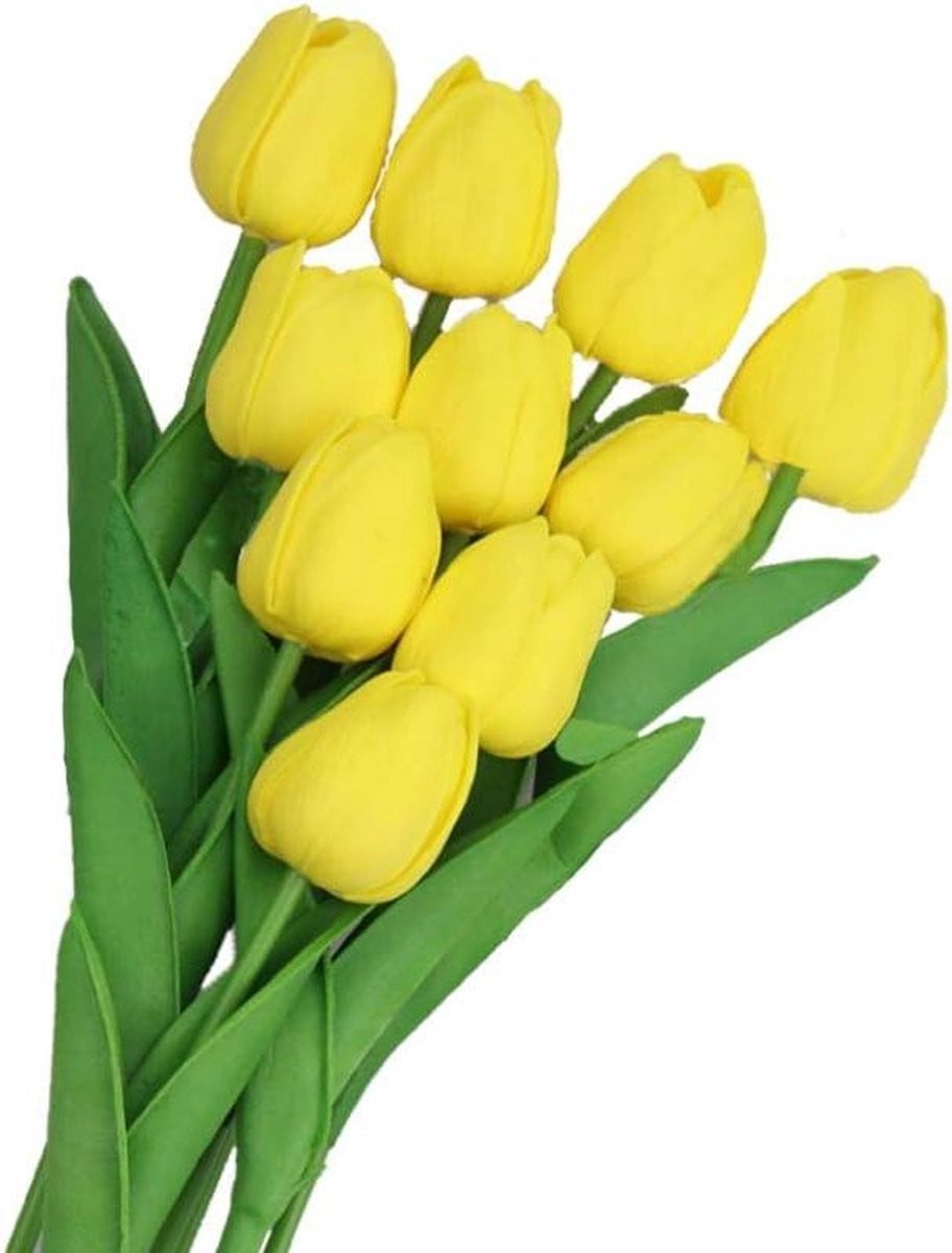 10 stuks Nep Tulpen Kunstbloemen Geel - Decoratie Binnen